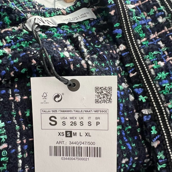 Zara Tweed Plaid Sleeveless Jumper Overall Dress in Green Size US Small - Picture 11 of 11